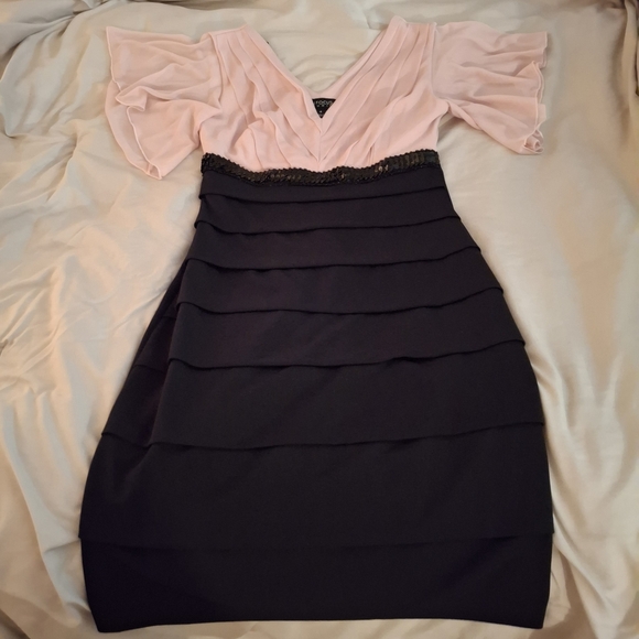 Enfocus Studio Women's Blush Pink And Black Midi Dress - Picture 3 of 11